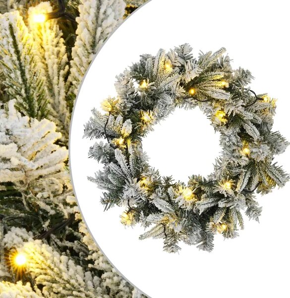 Božićni vijenac Zelena i bijela Ø 30 cm PVC i PE 25 LED lampica - Bijela 30 cm s LED svjetlima