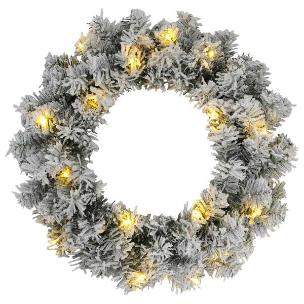 Božićni vijenac Zelena i bijela Ø 30 cm PVC 25 LED lampica - Bijela 30 cm s LED svjetlima