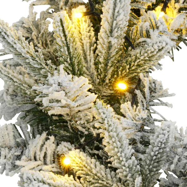 Božićni vijenac Zelena i bijela Ø 30 cm PVC i PE 25 LED lampica - Bijela 30 cm s LED svjetlima