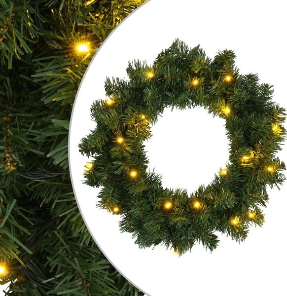 Božićni vijenac Zelena Ø 30 cm PVC 25 LED lampica - Zelena 30 cm s LED svjetlima