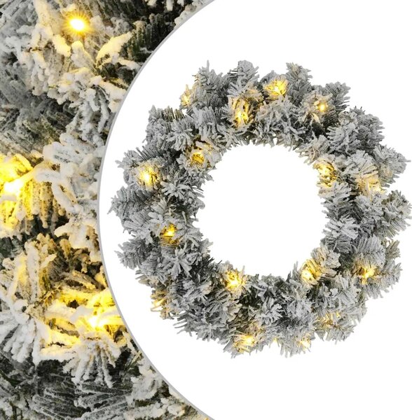 Božićni vijenac Zelena i bijela Ø 30 cm PVC 25 LED lampica - Bijela 30 cm s LED svjetlima