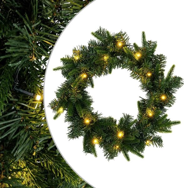 Božićni vijenac Zelena Ø 30 cm PVC i PE 25 LED lampica - Zelena 30 cm s LED svjetlima