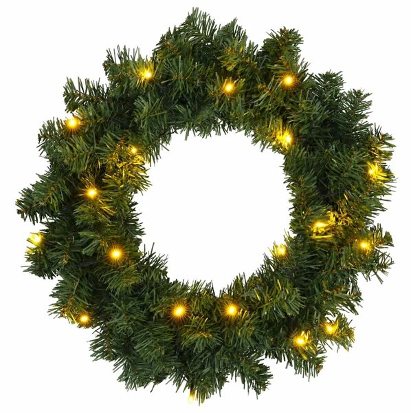Božićni vijenac Zelena Ø 30 cm PVC 25 LED lampica - Zelena 30 cm s LED svjetlima