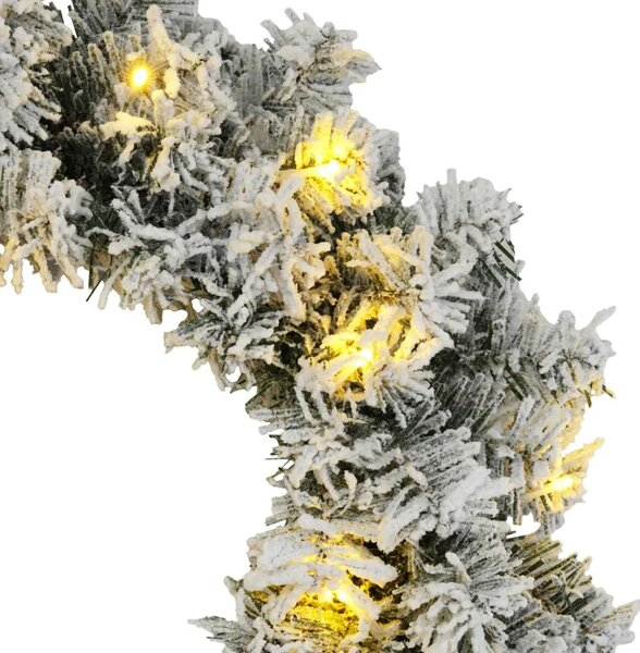 Božićni vijenac Zelena i bijela Ø 30 cm PVC 25 LED lampica - Bijela 30 cm s LED svjetlima