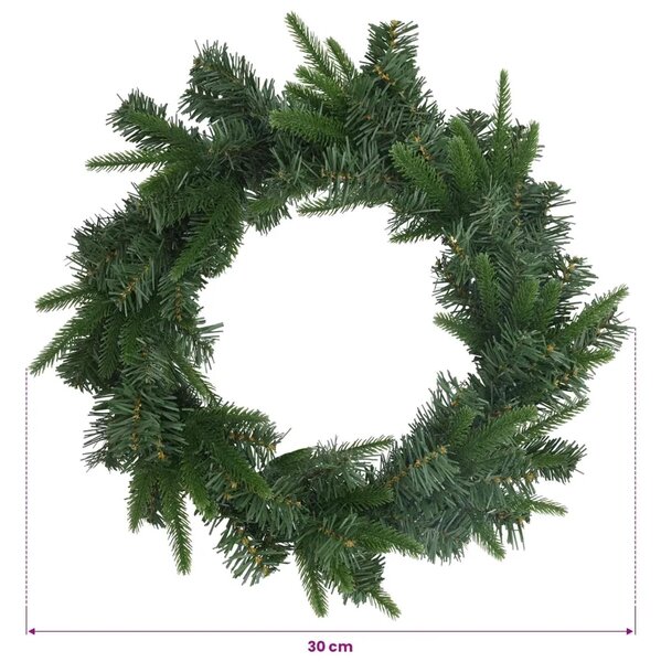 Božićni vijenac Zelena Ø 30 cm PVC i PE - Zelena 30 cm bez LED svjetala