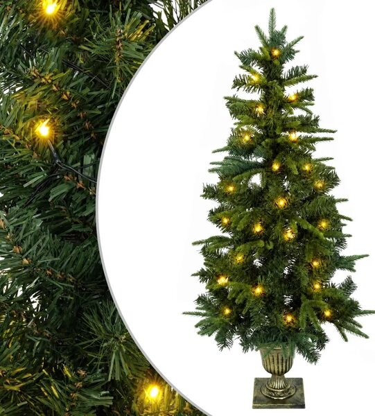 Mini božićno drvce 120 cm 100 LED lampica Topla bijela PVC i PE - Zelena 120 cm s LED svjetlima