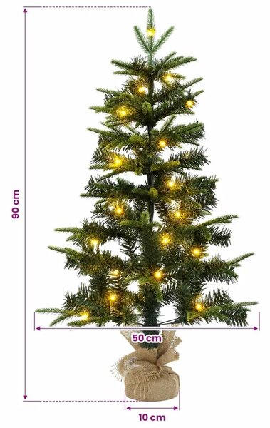 Mini božićno drvce 90 cm 50 LED lampica Topla bijela PVC i PE - Zelena 90 cm s LED svjetlima