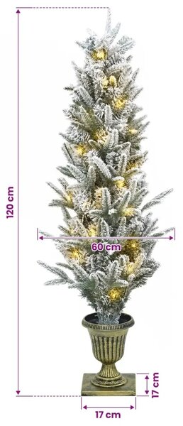 Mini zasnježeno božićno drvce 120 cm 100 LED lampica - Zelena i bijela 120 cm s LED svjetlima