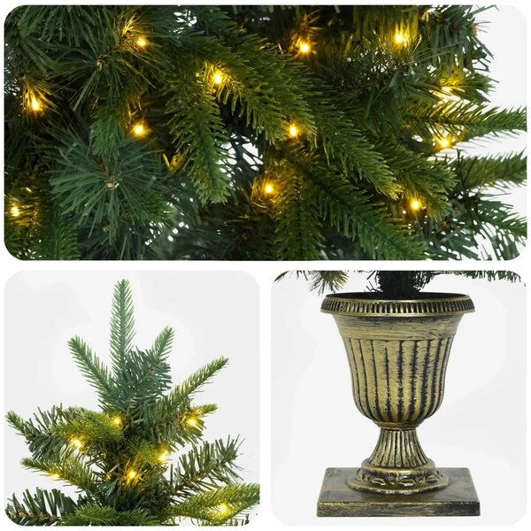 Mini božićno drvce 120 cm 100 LED lampica Topla bijela PVC i PE - Zelena 120 cm s LED svjetlima