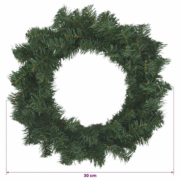 Božićni vijenac Zelena Ø 30 cm PVC - Zelena 30 cm bez LED svjetala
