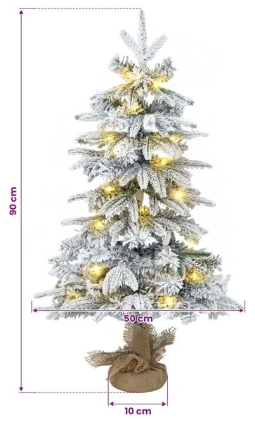 Mini snježno božićno drvce 90 cm 50 LED lampica Topla bijela - Zelena i bijela 90 cm s LED svjetlima