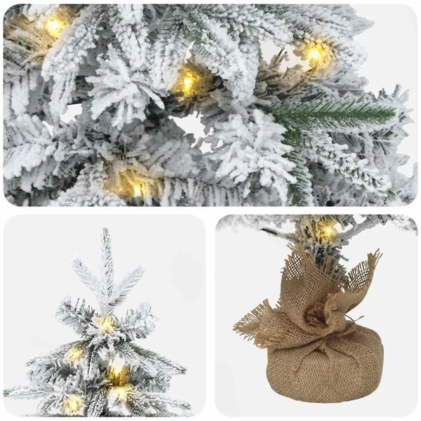 Mini zasnježeno božićno drvce 45 cm 25 LED lampica Topla bijela - Zelena i bijela 45 cm s LED svjetlima