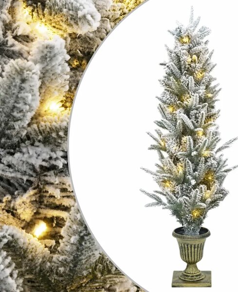 Mini zasnježeno božićno drvce 120 cm 100 LED lampica - Zelena i bijela 120 cm s LED svjetlima
