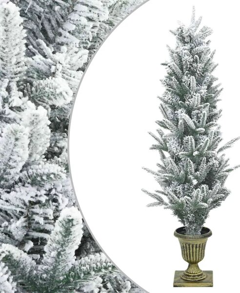 Mini božićno drvce zasnježeno 120 cm PVC i PE Zelena i bijela - Zelena i bijela 120 cm bez LED svjetala
