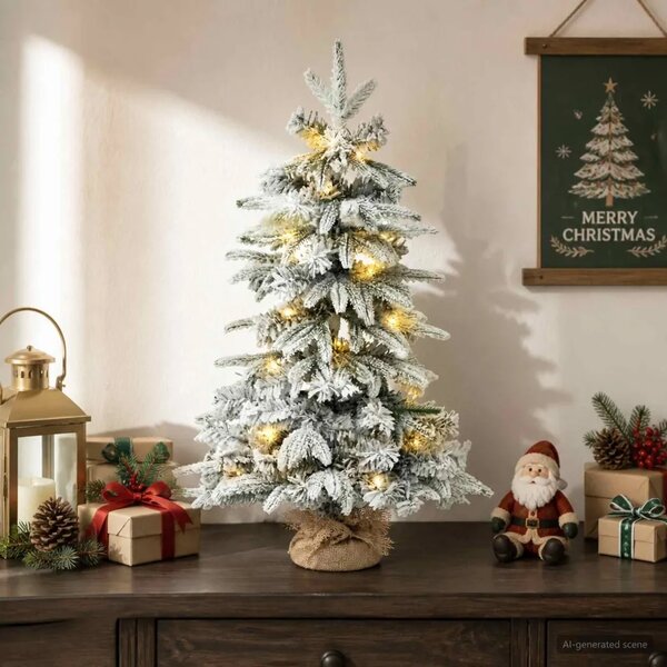 Mini zasnježeno božićno drvce 45 cm 25 LED lampica Topla bijela - Zelena i bijela 45 cm s LED svjetlima
