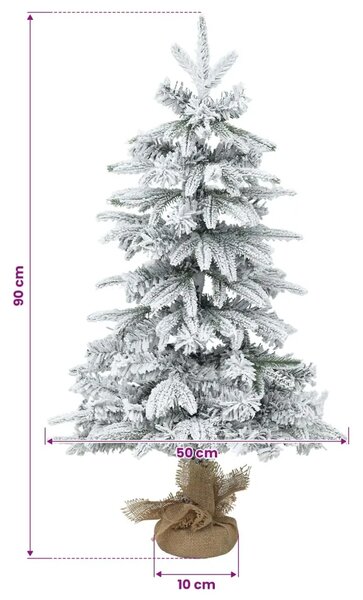 Zasnježeno mini božićno drvce 90 cm PVC i PE Zelena i bijela - Zelena i bijela 90 cm bez LED svjetala
