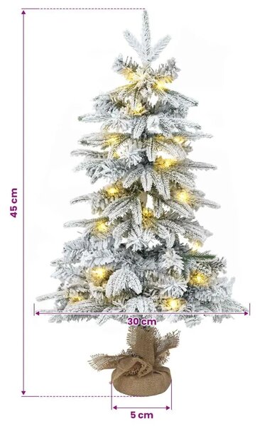 Mini zasnježeno božićno drvce 45 cm 25 LED lampica Topla bijela - Zelena i bijela 45 cm s LED svjetlima