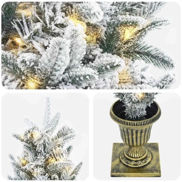 Mini zasnježeno božićno drvce 120 cm 100 LED lampica - Zelena i bijela 120 cm s LED svjetlima