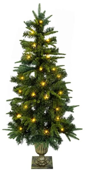Mini božićno drvce 120 cm 100 LED lampica Topla bijela PVC i PE - Zelena 120 cm s LED svjetlima