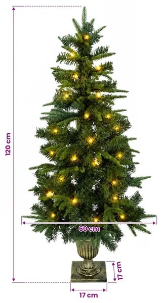 Mini božićno drvce 120 cm 100 LED lampica Topla bijela PVC i PE - Zelena 120 cm s LED svjetlima