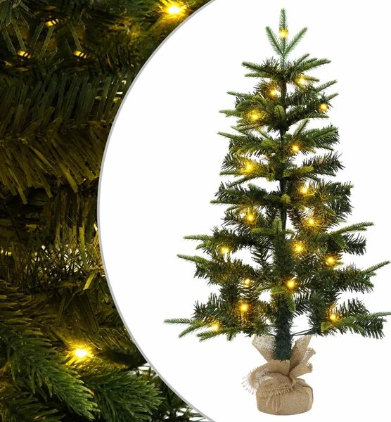 Mini božićno drvce 45 cm 25 LED lampica Topla bijela PVC i PE - Zelena 45 cm s LED svjetlima