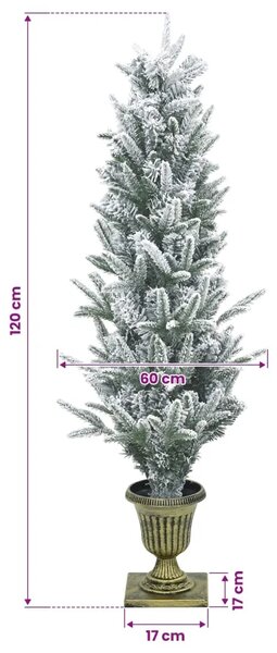 Mini božićno drvce zasnježeno 120 cm PVC i PE Zelena i bijela - Zelena i bijela 120 cm bez LED svjetala