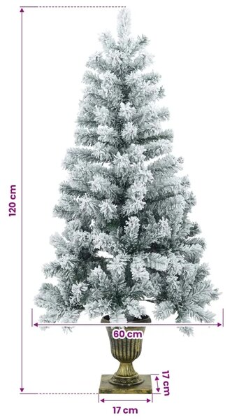 Zasnježeno mini božićno drvce 120 cm PVC Zelena i bijela - Zelena i bijela 120 cm bez LED svjetala