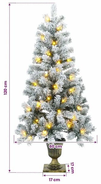 Zasnježeno mini božićno drvce 120 cm 100 LED lampica - Zelena i bijela 120 cm s LED svjetlima