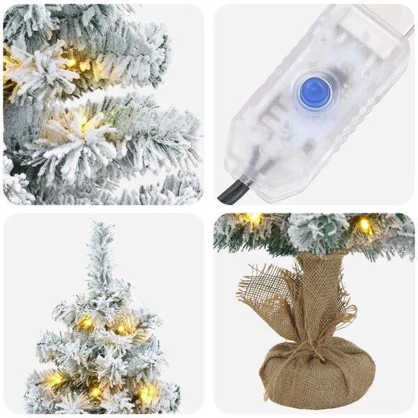 Mini božićno drvce zasnježeno 90 cm 50 LED lampica Topla bijela - Zelena i bijela 90 cm s LED svjetlima