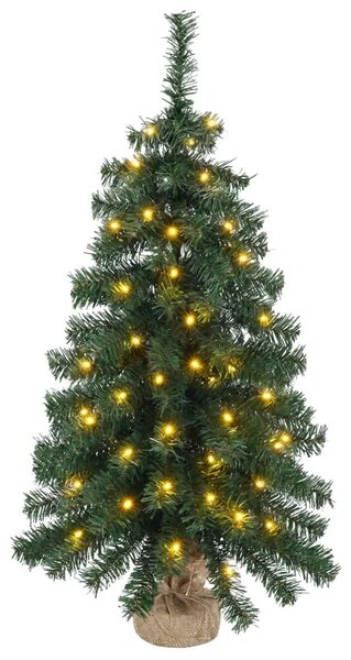 Mini božićno drvce 60 cm 25 LED lampica Topla bijela PVC Zelena - Zelena 60 cm s LED svjetlima