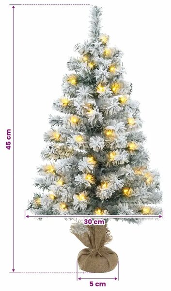 Mini božićno drvce 45 cm 25 LED lampica Topla bijela PVC - Zelena i bijela 45 cm s LED svjetlima
