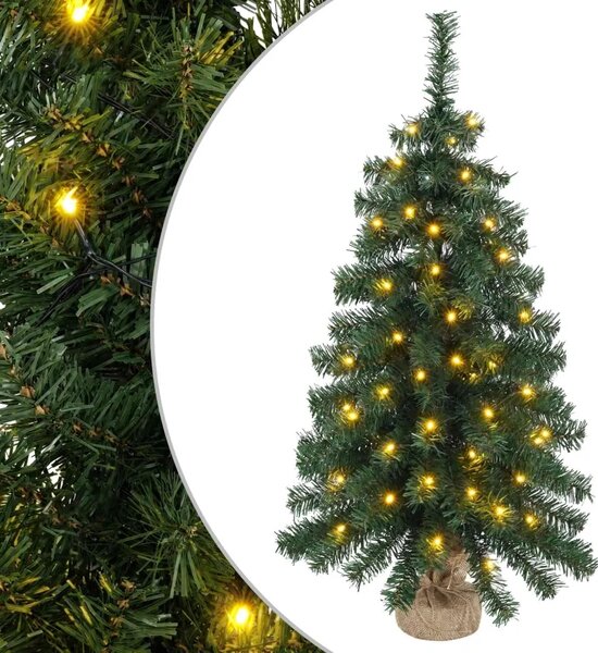 Mini božićno drvce 60 cm 25 LED lampica Topla bijela PVC Zelena - Zelena 60 cm s LED svjetlima