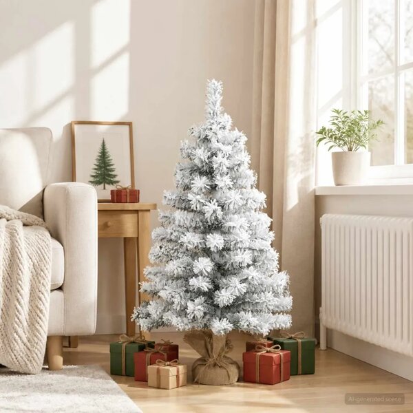 Mini zasnježeno božićno drvce 90 cm PVC Zelena i bijela - Zelena i bijela 90 cm bez LED svjetala
