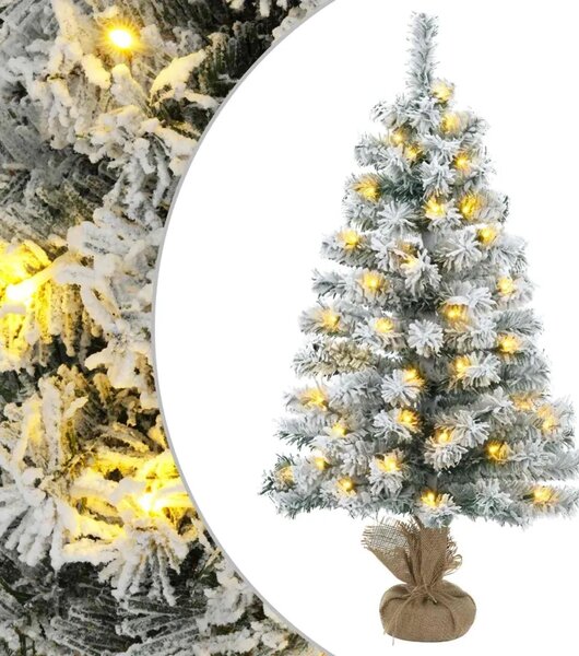 Mini božićno drvce 45 cm 25 LED lampica Topla bijela PVC - Zelena i bijela 45 cm s LED svjetlima