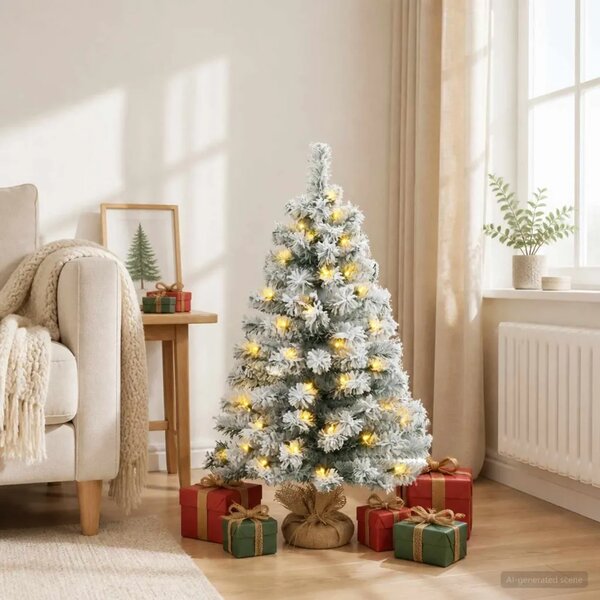 Mini božićno drvce zasnježeno 90 cm 50 LED lampica Topla bijela - Zelena i bijela 90 cm s LED svjetlima