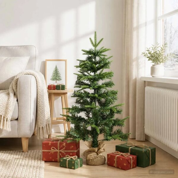 Mini božićno drvce 90 cm PVC i PE Zelena - Zelena 90 cm bez LED svjetala