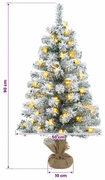 Mini božićno drvce zasnježeno 90 cm 50 LED lampica Topla bijela - Zelena i bijela 90 cm s LED svjetlima