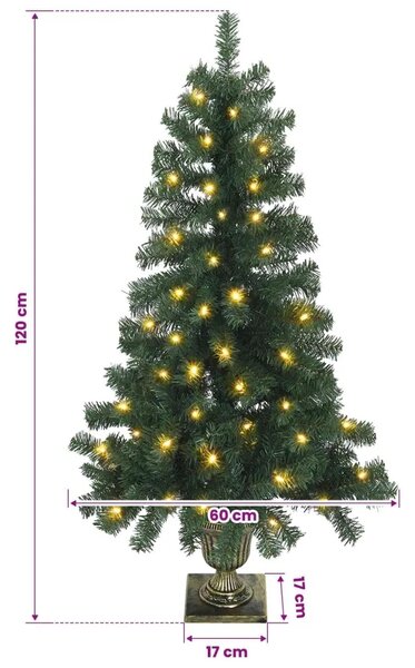 Mini božićno drvce 120 cm 100 LED lampica Topla bijela PVC - Zelena 120 cm s LED svjetlima