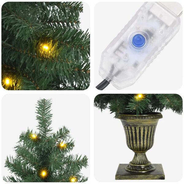 Mini božićno drvce 120 cm 100 LED lampica Topla bijela PVC - Zelena 120 cm s LED svjetlima