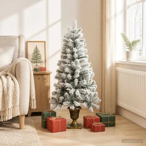 Zasnježeno mini božićno drvce 120 cm PVC Zelena i bijela - Zelena i bijela 120 cm bez LED svjetala
