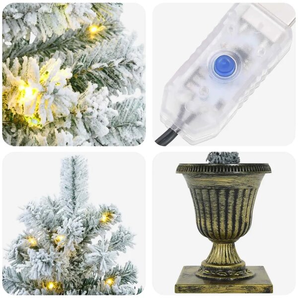 Zasnježeno mini božićno drvce 120 cm 100 LED lampica - Zelena i bijela 120 cm s LED svjetlima