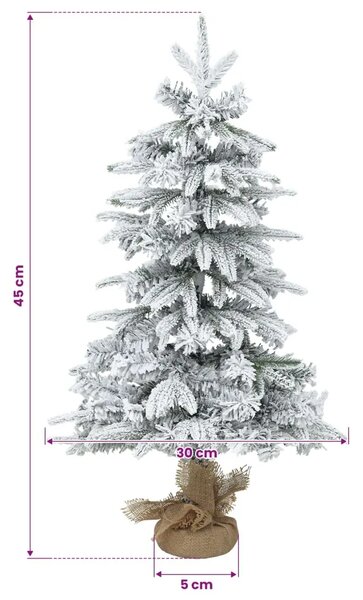 Mini božićno drvce zasnježeno 45 cm PVC i PE Zelena i bijela - Zelena i bijela 45 cm bez LED svjetala