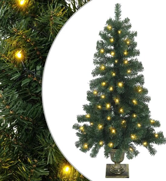 Mini božićno drvce 120 cm 100 LED lampica Topla bijela PVC - Zelena 120 cm s LED svjetlima