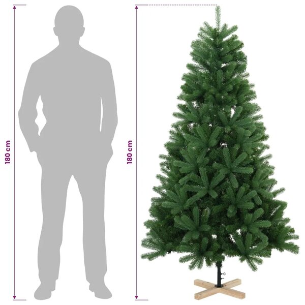 Umjetno božićno drvce 180 cm PVC i masivna borovina Zelena - 180 cm