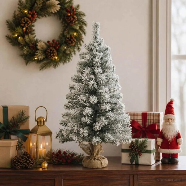 Mini božićno drvce 45 cm PVC Zelena i bijela - Zelena i bijela 45 cm bez LED svjetala