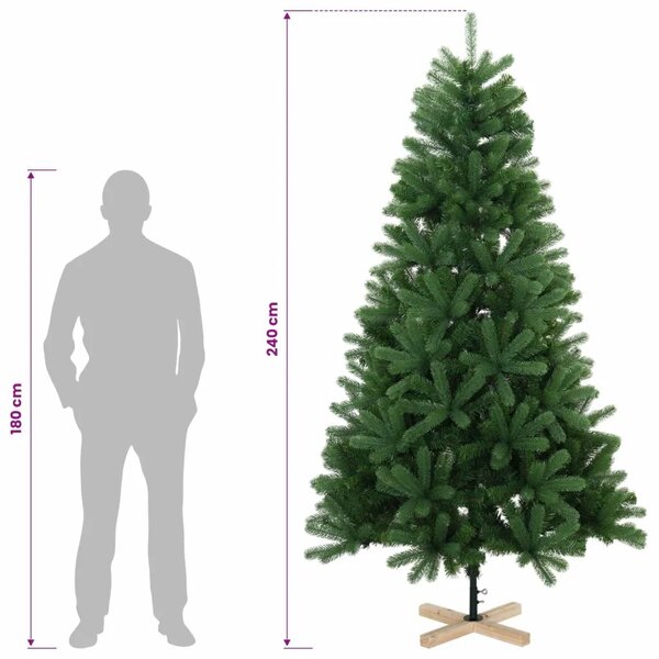 Umjetno božićno drvce 240 cm PVC i masivna borovina Zelena - 240 cm