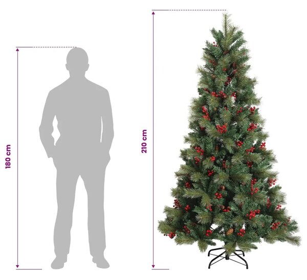 Umjetno božićno drvce s nogom 210 cm PVC i metal Zelena - 210 cm bez LED svjetala