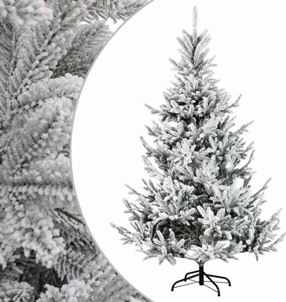 Umjetno božićno drvce s nogom 240 cm PVC i metal - Zelena i bijela 240 cm bez LED svjetala