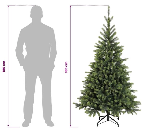 Umjetno božićno drvce s nogom 180 cm PVC i metal Zelena - 180 cm bez LED svjetala