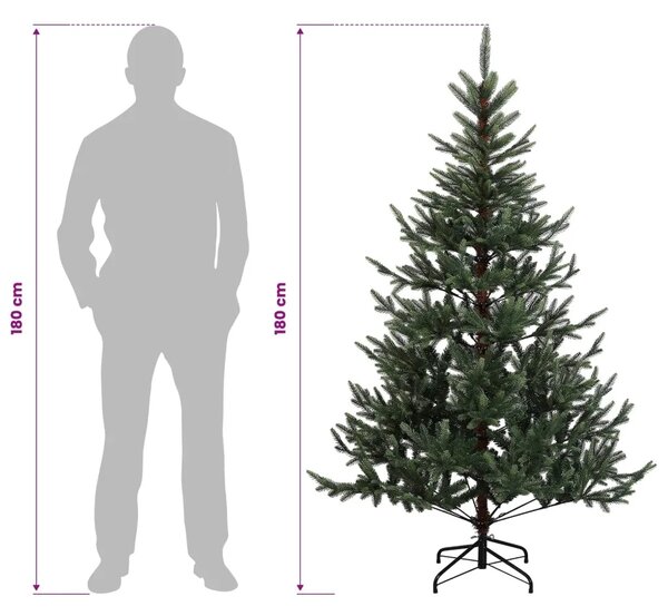 Umjetno božićno drvce s nogom 180 cm PVC i metal Zelena - Zelena 180 cm bez LED svjetala